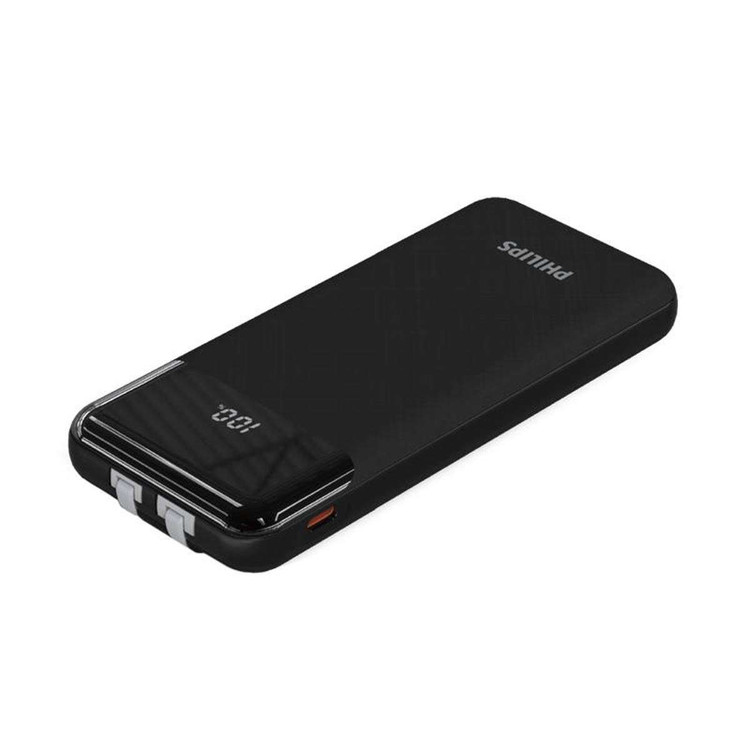 پاور بانک فیلیپس 22.5W مدل DLP9026KB ظرفیت 10000 میلی آمپر ساعت با کابل