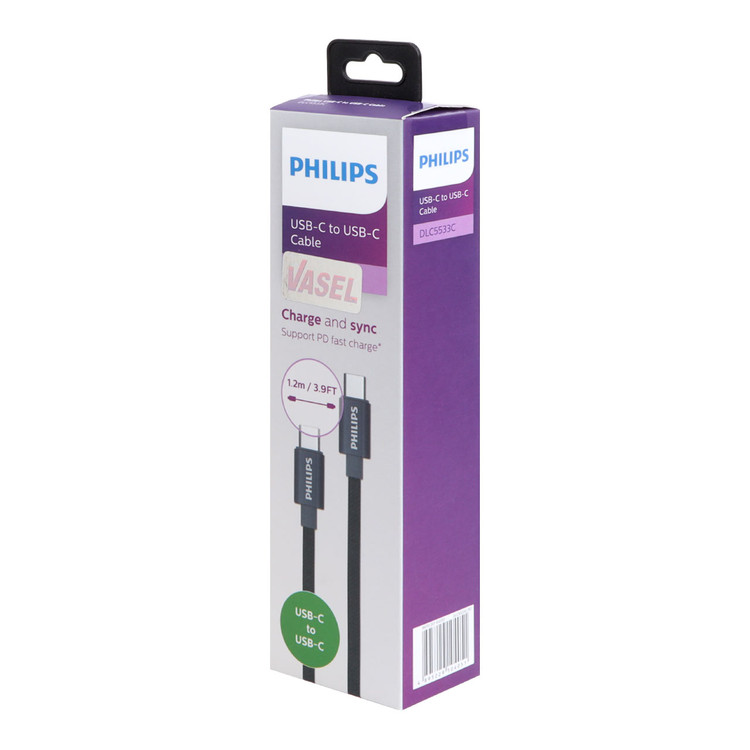 کابل شارژ سریع فیلیپس دوسر تایپ سی 1.2 متر DLC5533C