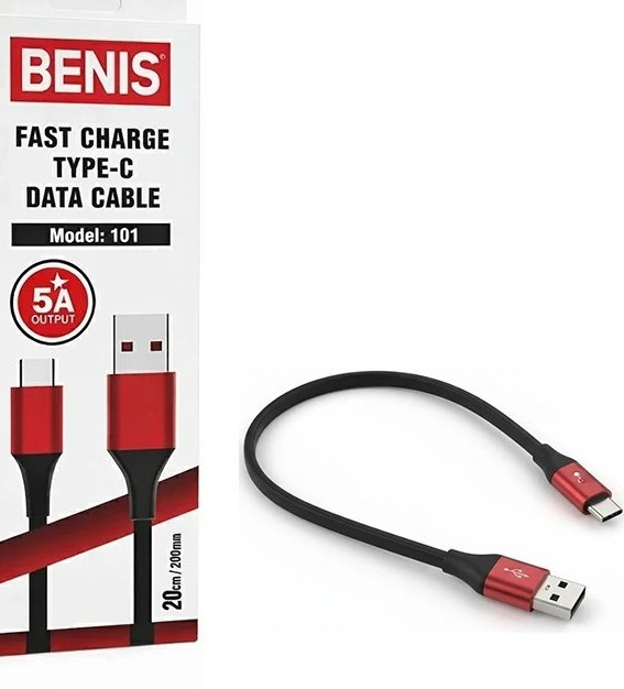 کابل شارژ و انتقال داده 5 آمپری USB به Type-C برند بنیس مدل BENIS 101